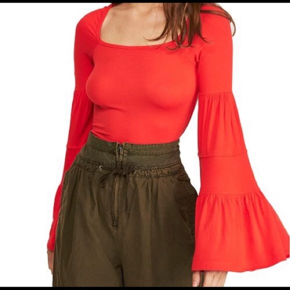 Free People Tops - Free People Womens Babetown Blouse Red M
